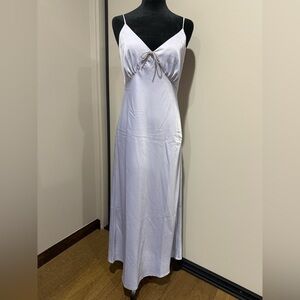 Wayf Ivory Satin Slip Holiday Party Dress